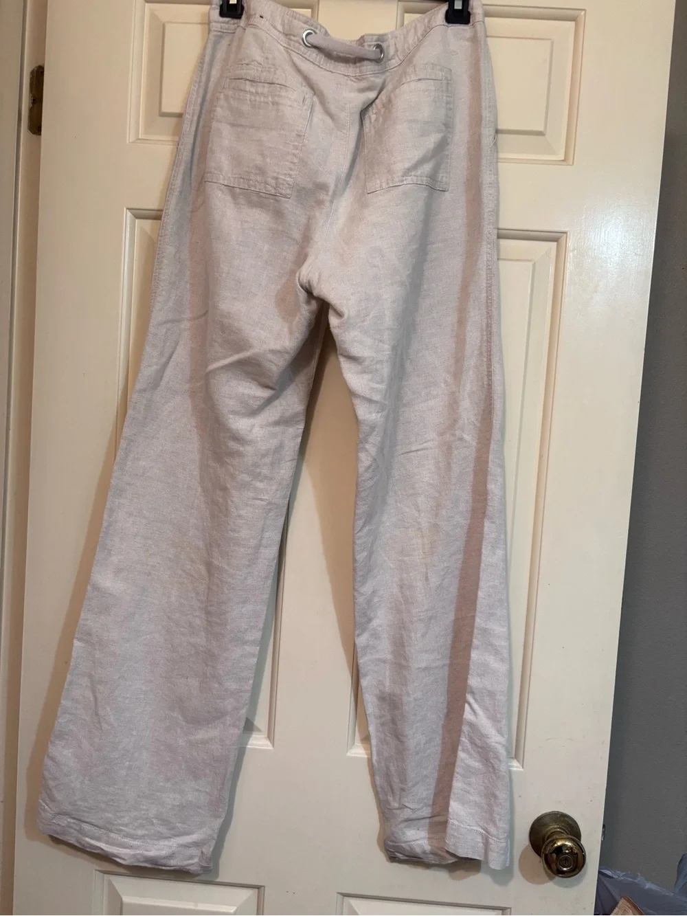 Banana Republic Women's Light Beige Wide-Leg Linen Pants